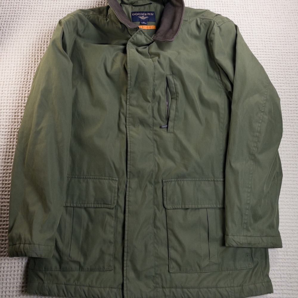 Dockers Stain Defender Field Jacket Mens Medium Olive Green Utility Coat
